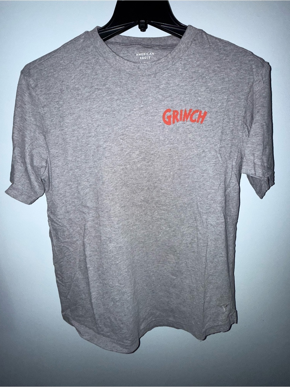 American Eagle Outfitters Gray Lounge Tshirt with Red 'Grinch' Chest Graphic